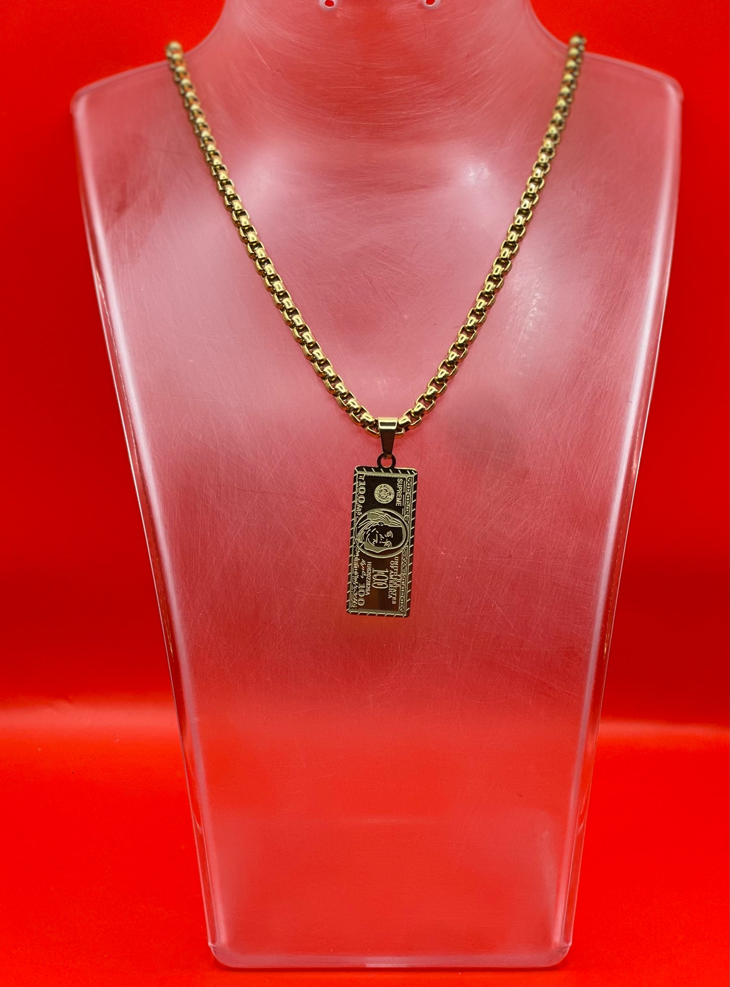 THIQUE Chain with Dollar Bill Pendant -